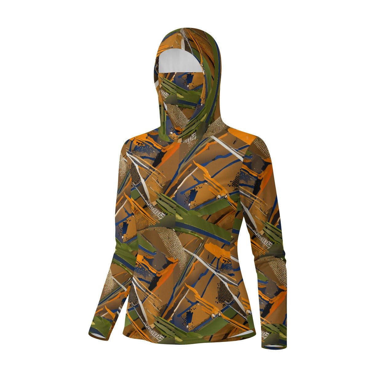 Tactical Canvas Unisex Hoodie With Sun-Protective Face Covering Pullover
