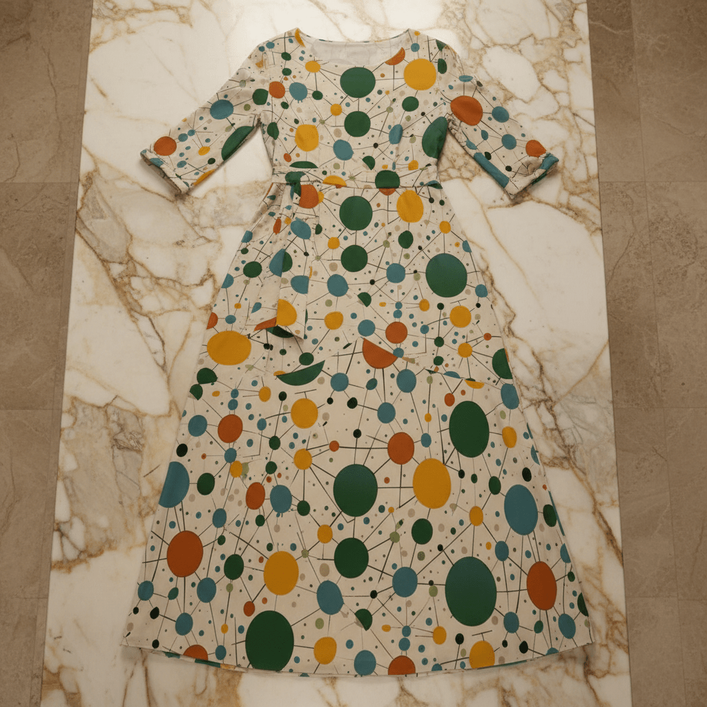 Sage Splatter Dot Maxi Dress — Cream Painterly AOP Milk-Silk Plus Size Dress for Soft Maximalists