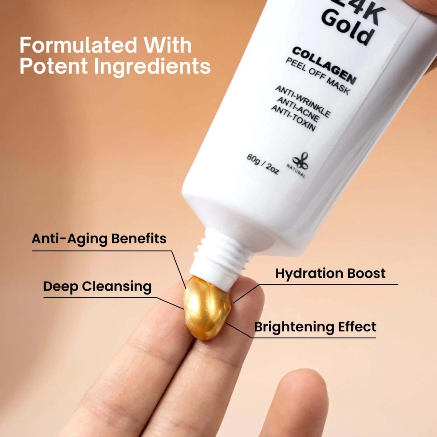 Ammuri 24K Gold Collagen Peel-Off Face Mask 60g – Luxury Anti-Ageing Treatment for Firming, Brightening & Deep Cleansing Skin