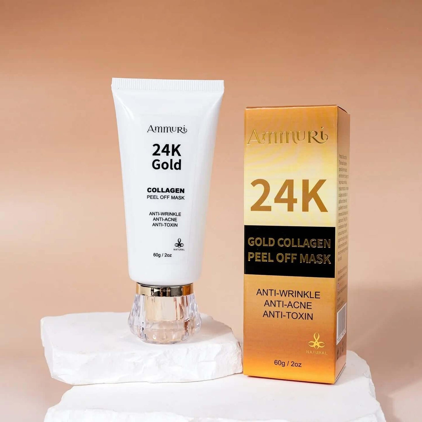 Ammuri 24K Gold Collagen Peel-Off Face Mask 60g – Luxury Anti-Ageing Treatment for Firming, Brightening & Deep Cleansing Skin