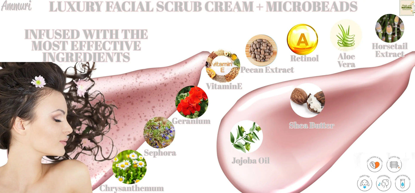 Ammuri Rose Retinol Facial Scrub – Exfoliate, Renew & Glow | Radiant Skin