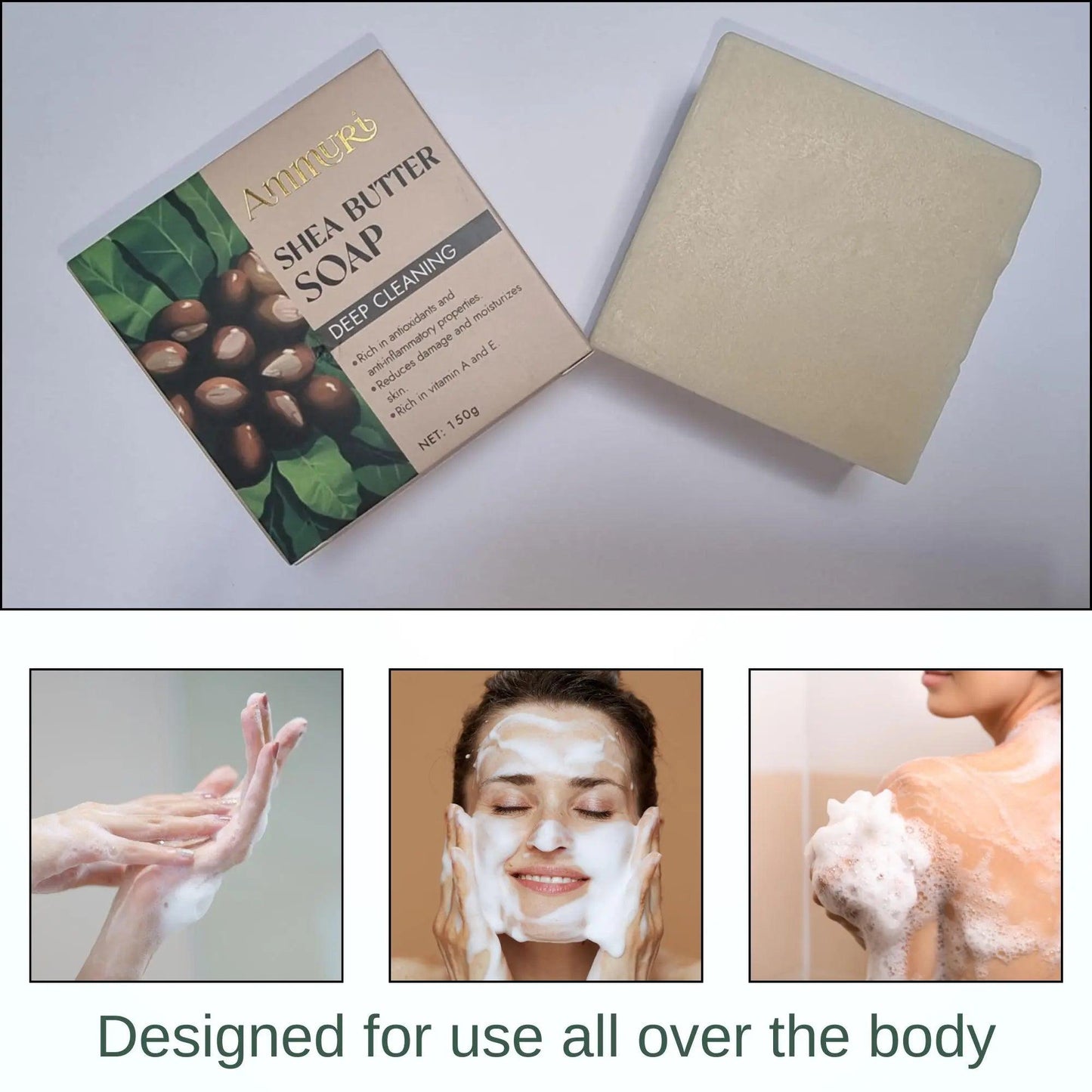 Ammuri Shea Butter Luxury Bar Soap - Soften Soothe Pamper Skin Daily 250g