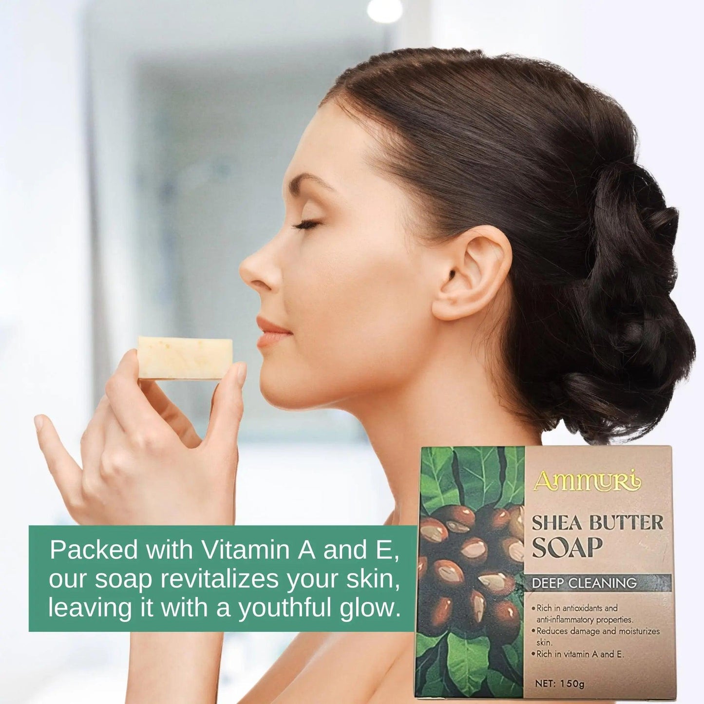 Ammuri Shea Butter Luxury Bar Soap - Soften Soothe Pamper Skin Daily 250g