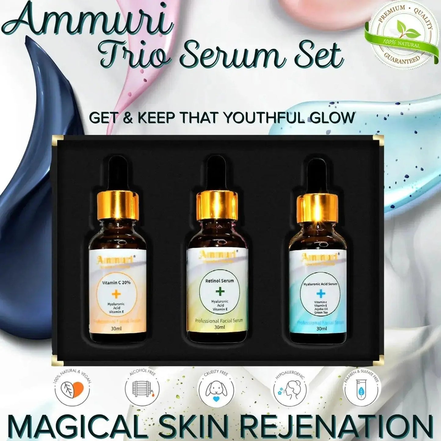 Ammuri Magical Rejuvenation 3-in-1 Trio Serum - Vitamin C Hyaluronic Retinol