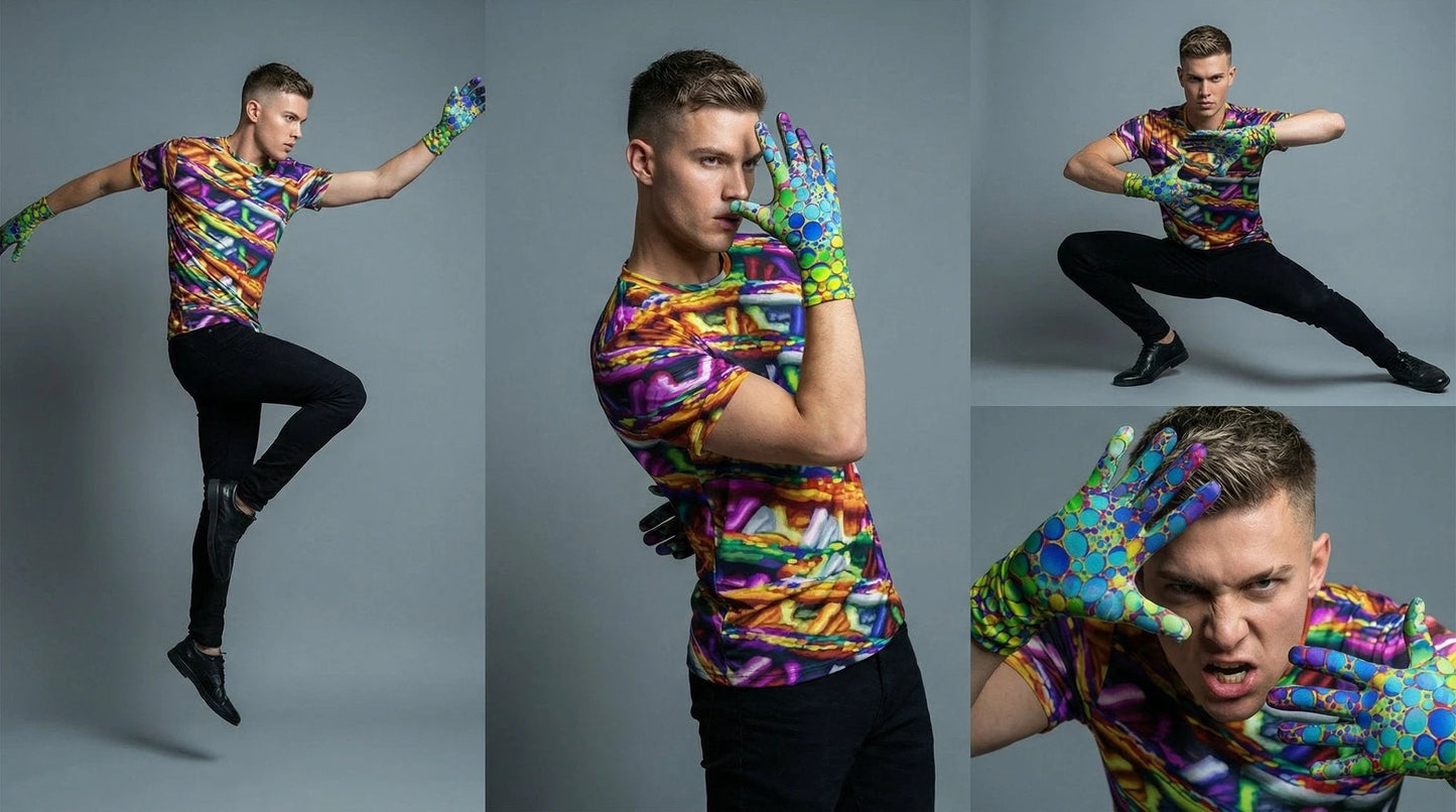 Maximalist Winter Gloves for Cold-Weather Self-Expressers — Abstract AOP Polar Fleece, Festival Winter Accessory, Bold Print Handwear