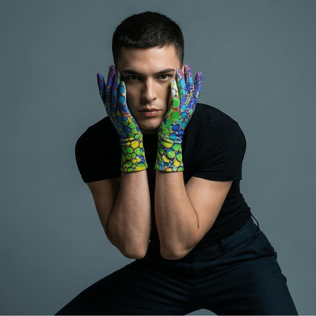 Maximalist Winter Gloves for Cold-Weather Self-Expressers — Abstract AOP Polar Fleece, Festival Winter Accessory, Bold Print Handwear