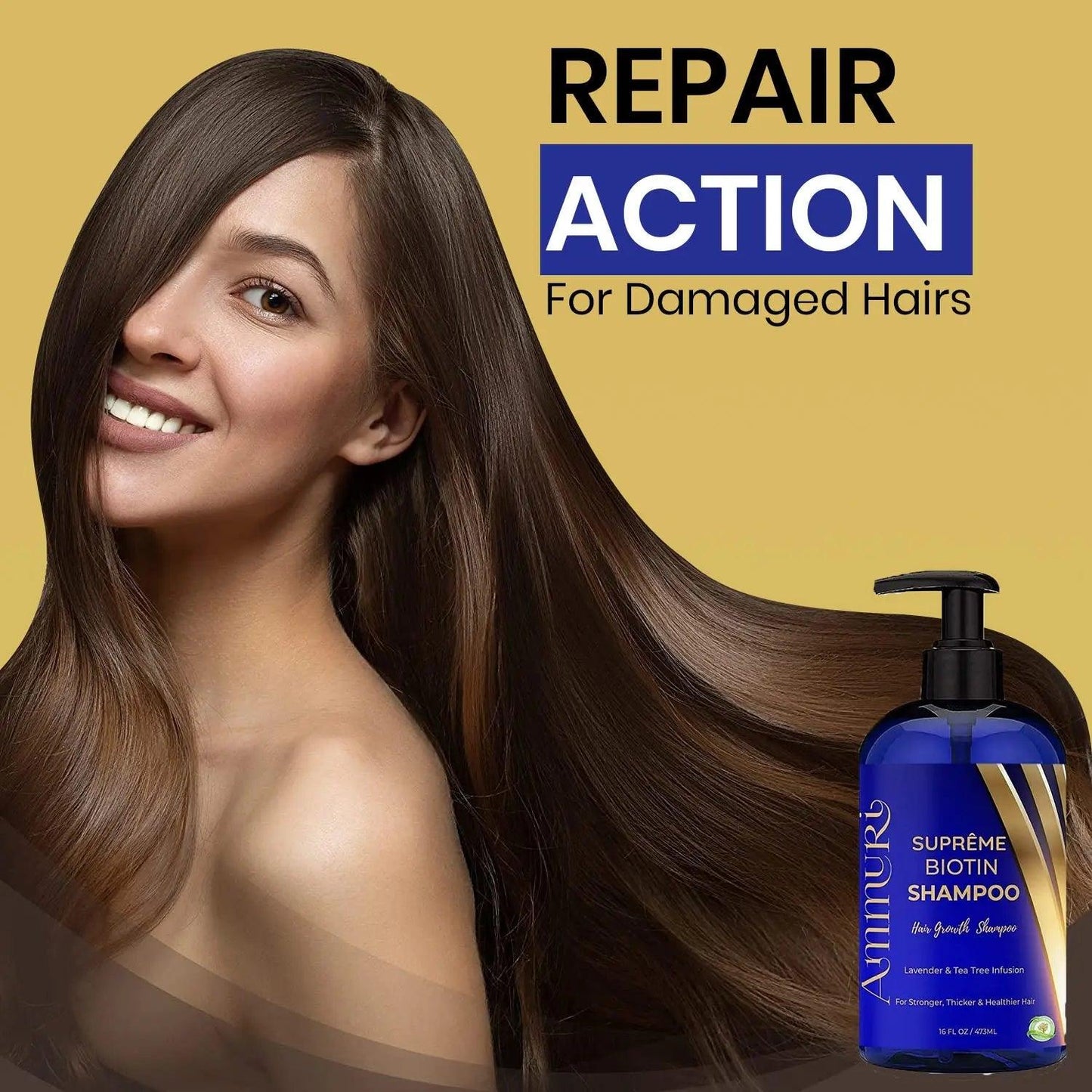 Ammuri Biotin Shampoo – DHT Blocker for Thicker Hair | Set of 2 x 473ml