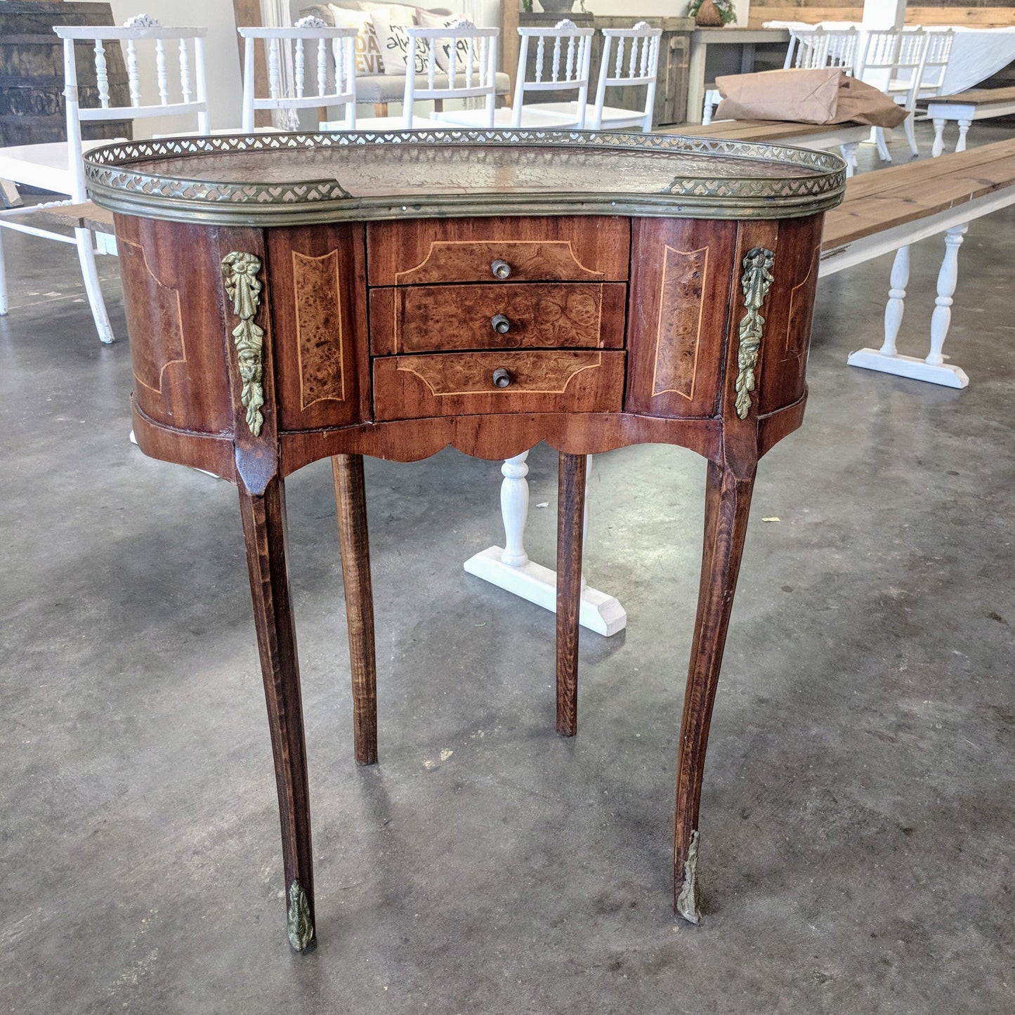 Antique Kidney Accent Table