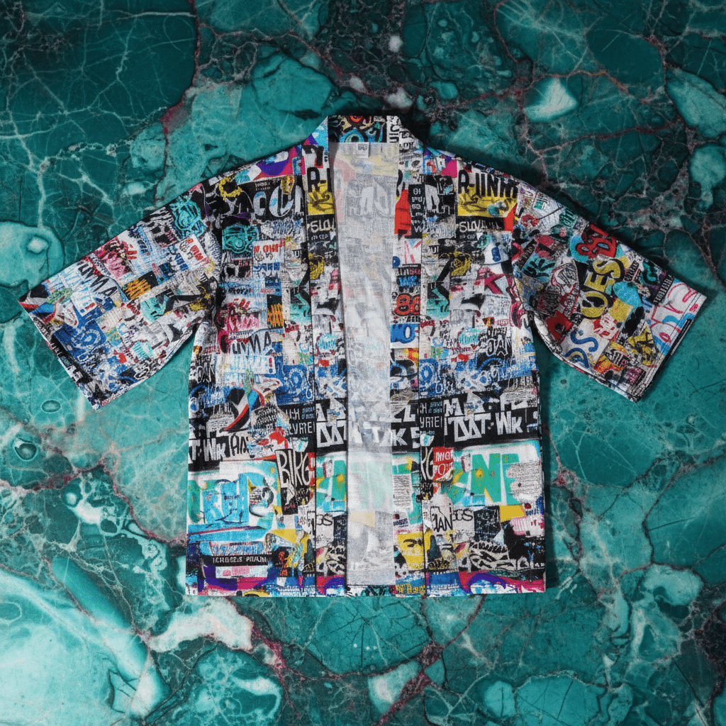AOP Drop Shoulder Kimono Cardigan for Cosplay and Street Maximalists — Open Front Lightweight Sublimation Print, Japanese-Inspired Bold Layer