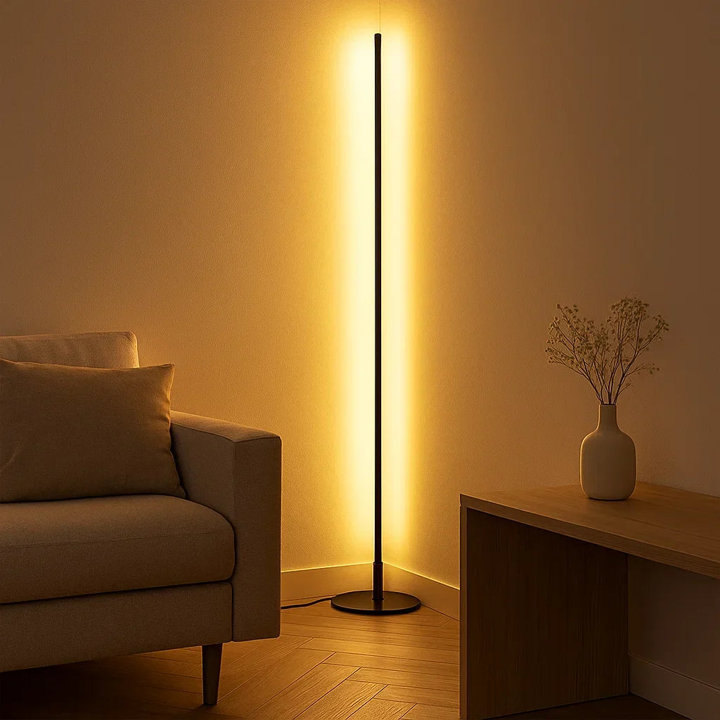 Dimmable RGB LED Corner Floor Lamp With Remote Control