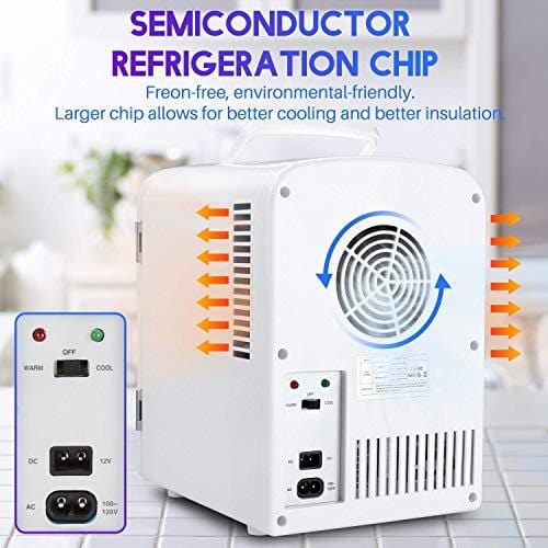 AstroAI Mini Fridge 4 Liter/6 Can AC/DC Portable Thermoelectric Cooler and Warmer for Skincare, Foods, Medications, Home and Travel, White