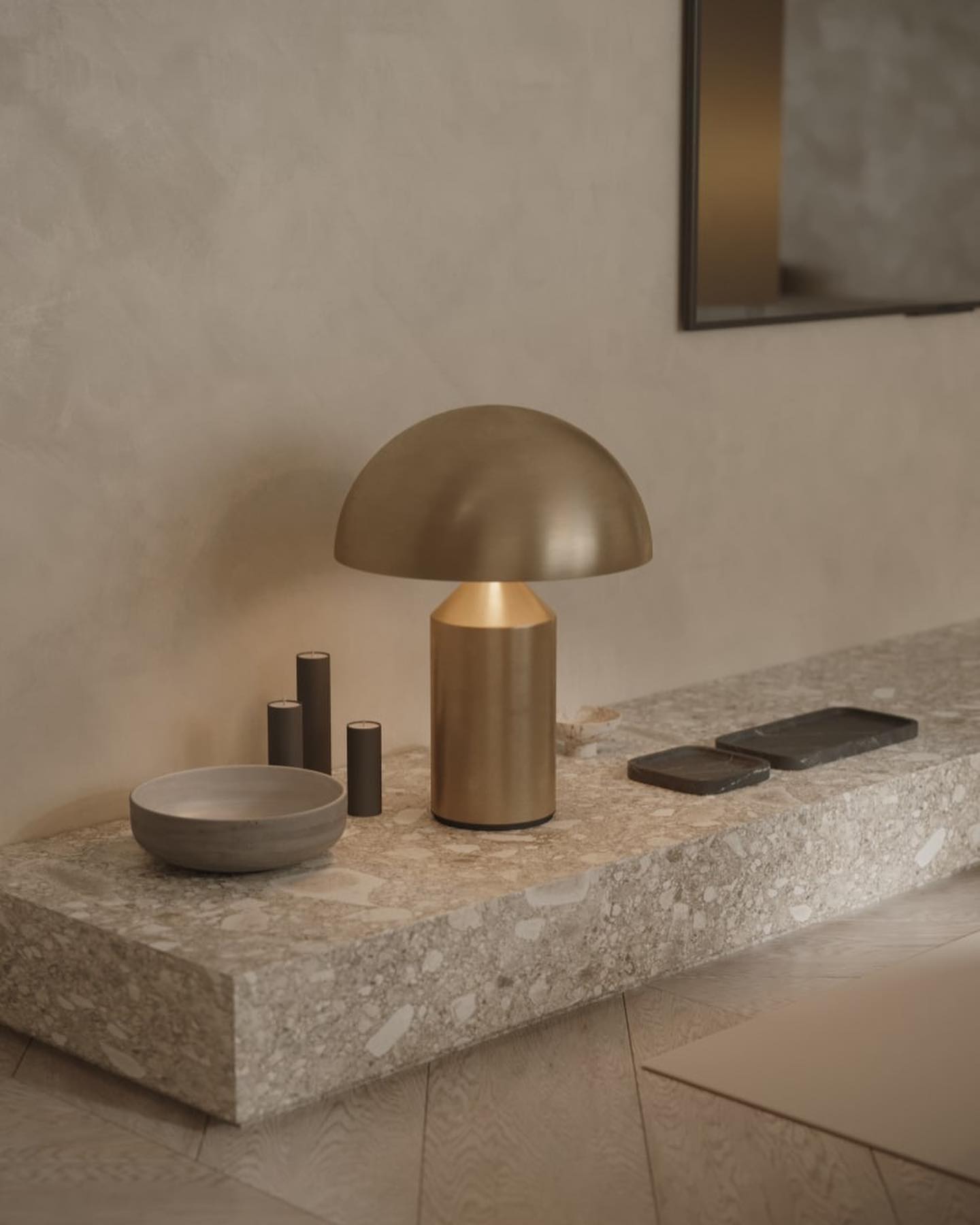 Mushroom Dome Metal Table Lamp With Sculptural Base