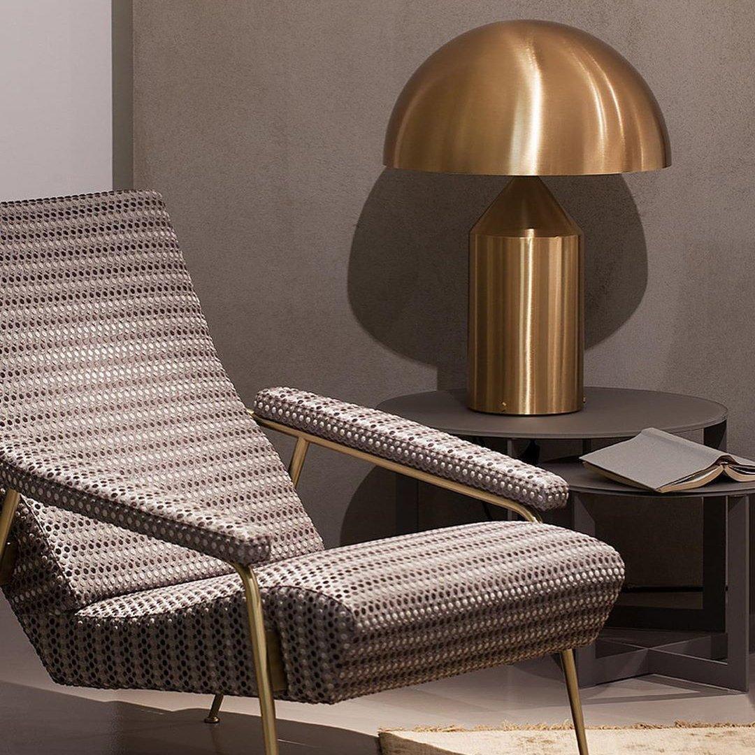 Mushroom Dome Metal Table Lamp With Sculptural Base