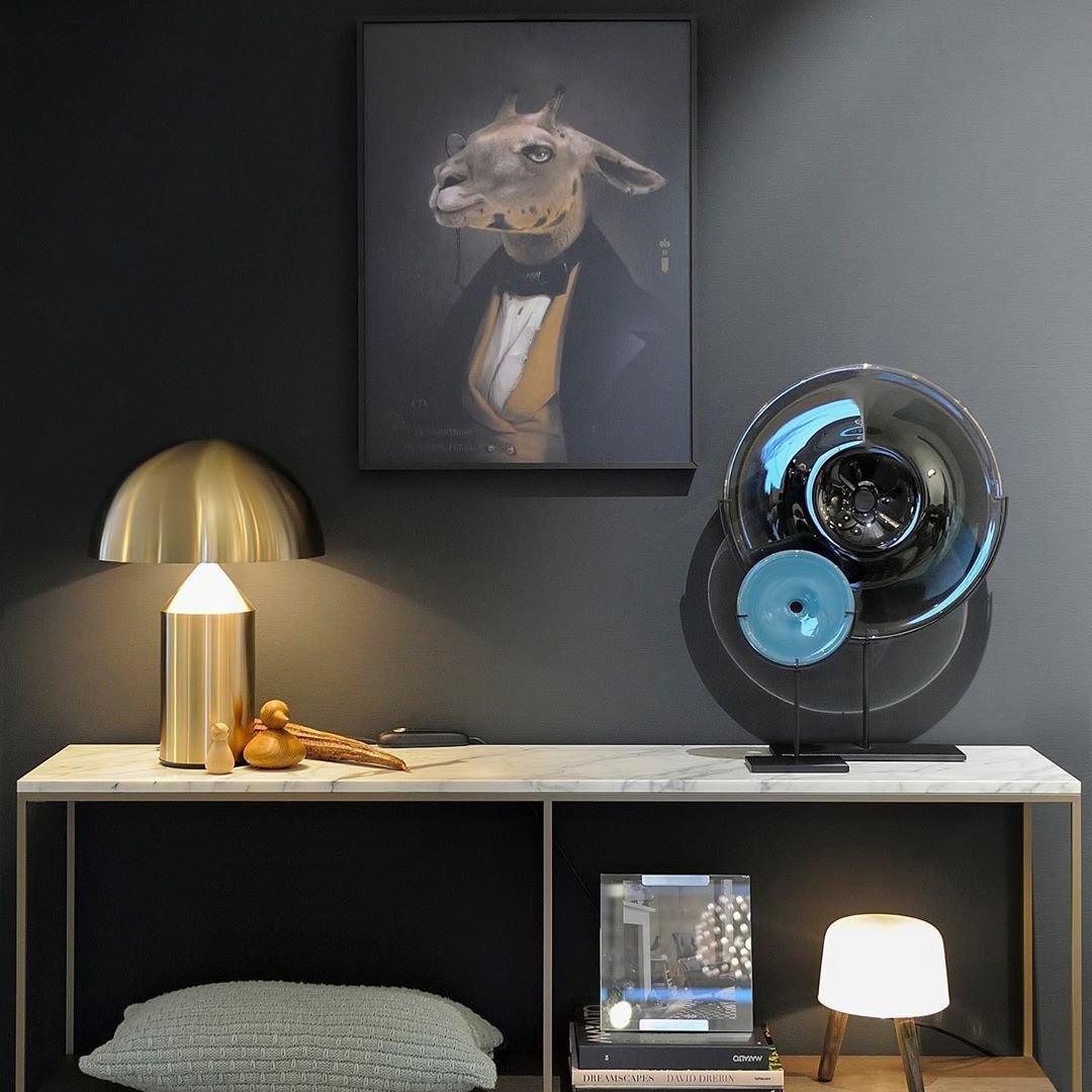 Mushroom Dome Metal Table Lamp With Sculptural Base