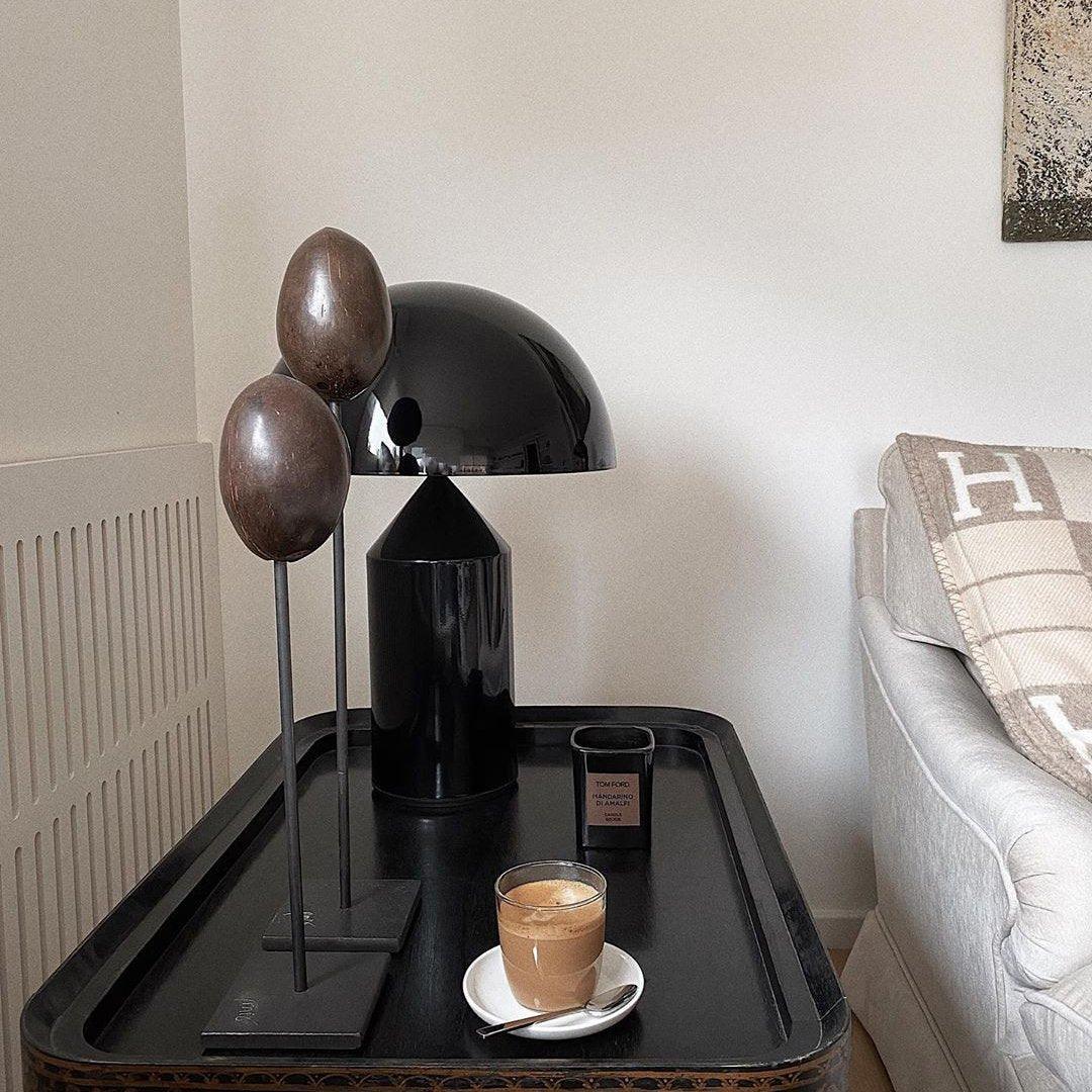 Mushroom Dome Metal Table Lamp With Sculptural Base