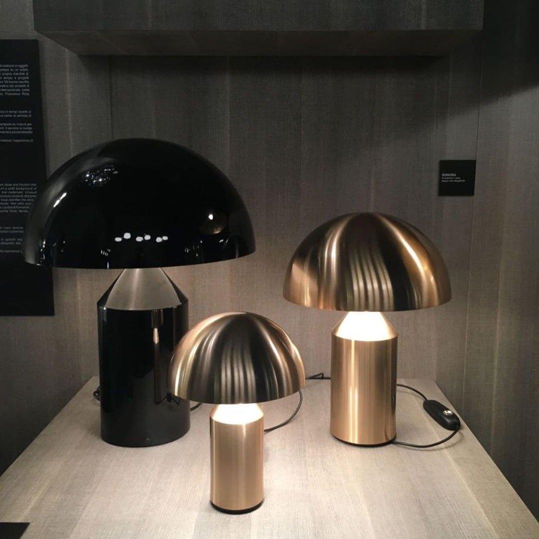 Mushroom Dome Metal Table Lamp With Sculptural Base
