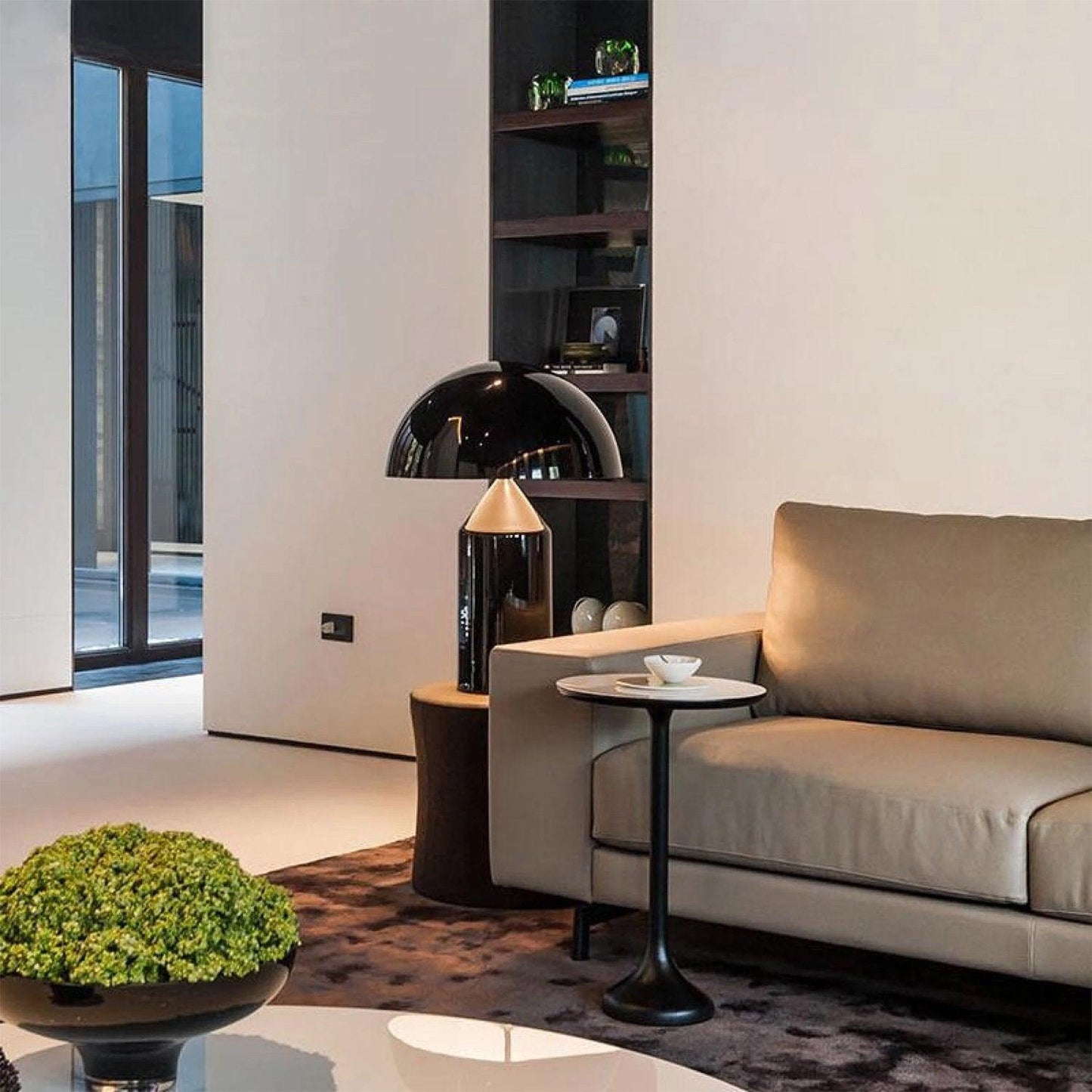 Mushroom Dome Metal Table Lamp With Sculptural Base