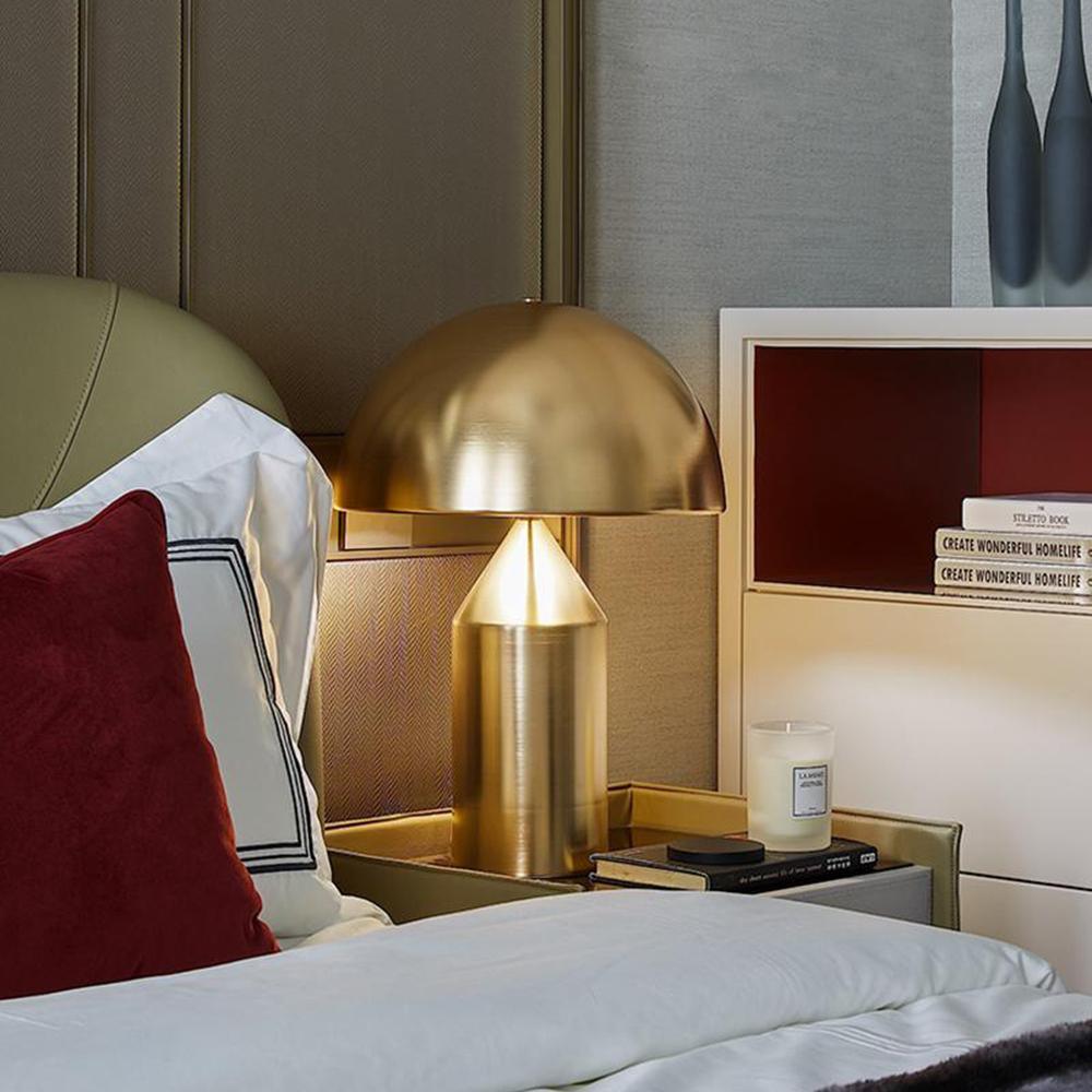 Mushroom Dome Metal Table Lamp With Sculptural Base