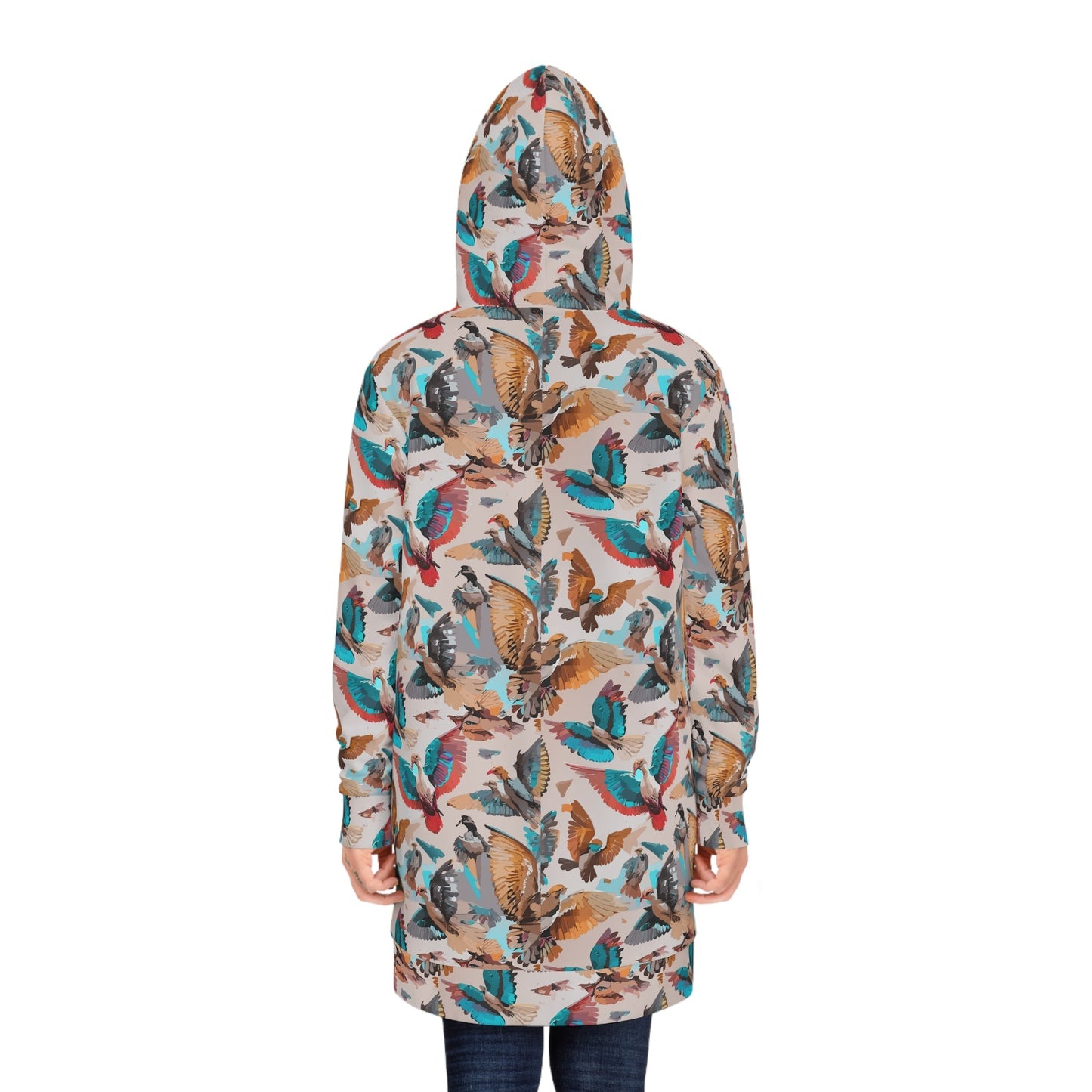 Aviary AOP Women's Hoodie Dress | Bird & Botanical Print Wearable Field Guide — Cottagecore Statement Dress with Kangaroo Pocket (S–2XL)