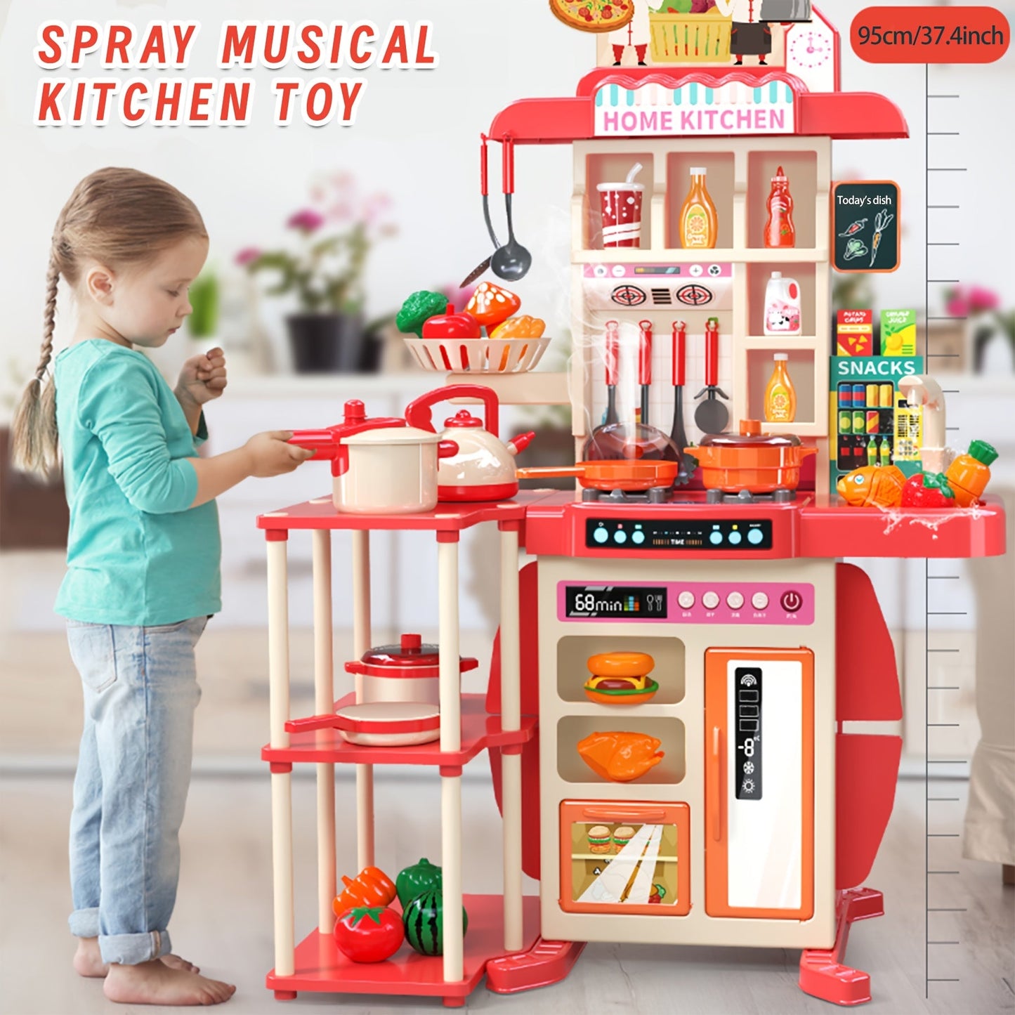 86pcs Kids' Kitchen Toy Set with Lights & Sounds TJR2M4Y