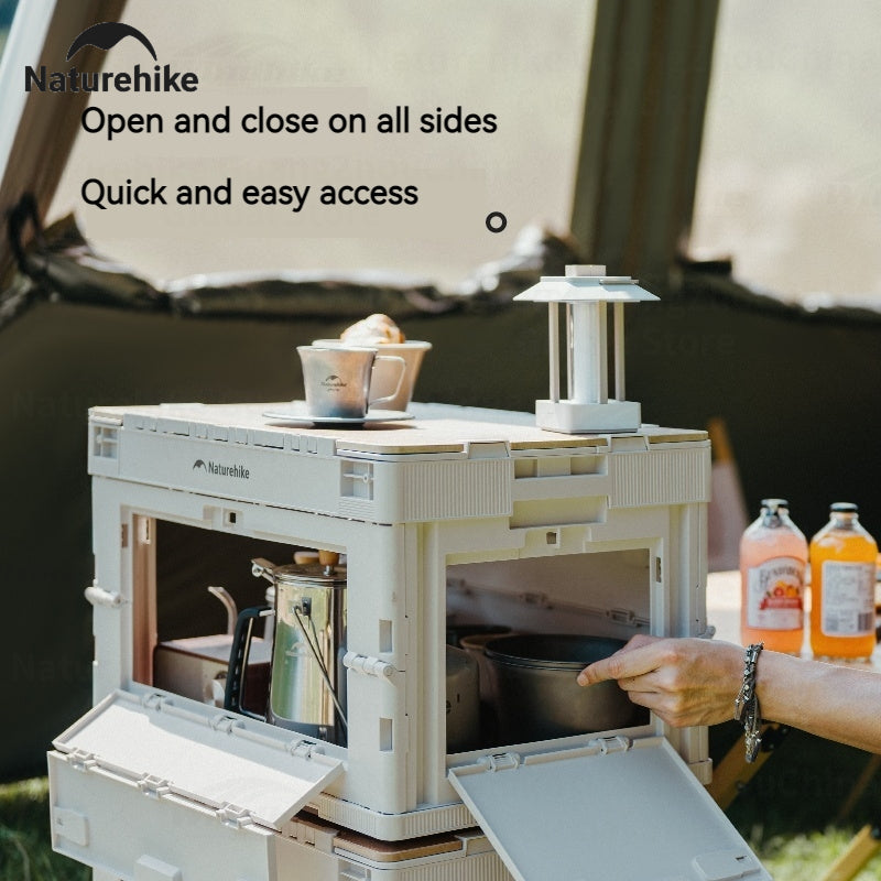 Naturehike PP Folding Storage Box Outdoor Camping Travel Large Box Equipment Portable Multifunctional Car Trunk Storage Cabinet With Table Board