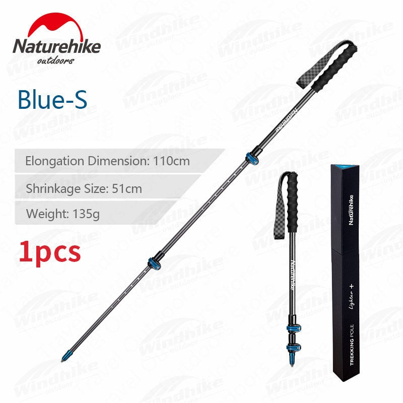 Naturehike ST10 Pure Carbon Fiber Trekking Pole Portable Ultralight 3-Section Telescopic External Lock Cane Rod Sticks Hiking Walking Mountaineering