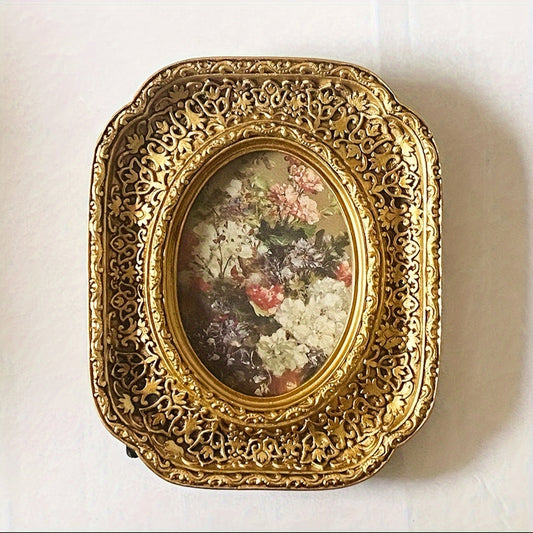 Vintage-Inspired Floral Carved Picture Frame - X2LC