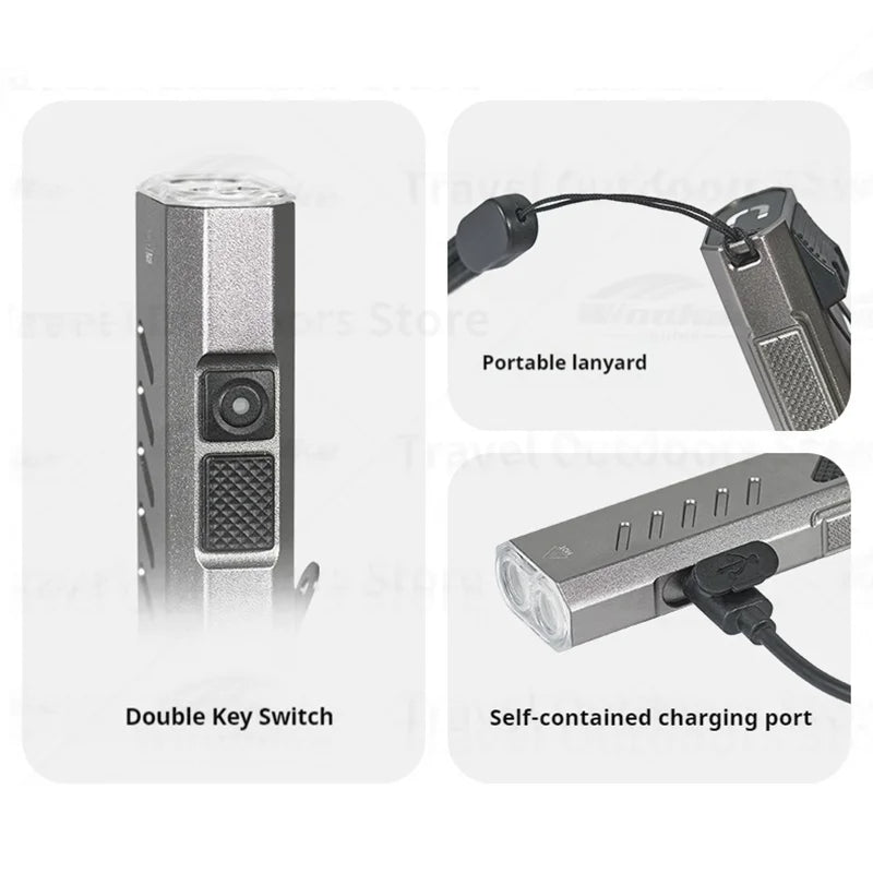 Naturehike EDC01 Portable Flashlight Ultralight Rechargeable LED Light Clip Hanging Design Magnetic Bottom Outdoor Strong Light Bright Long-range