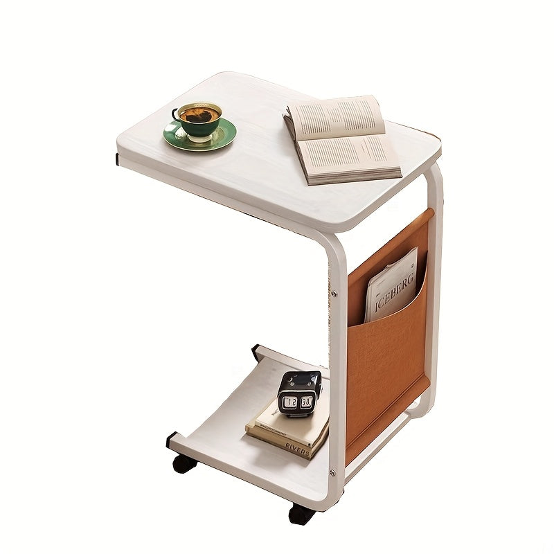 Modern Mobile Side Table with Wheels, Metal Frame TJR8M5D
