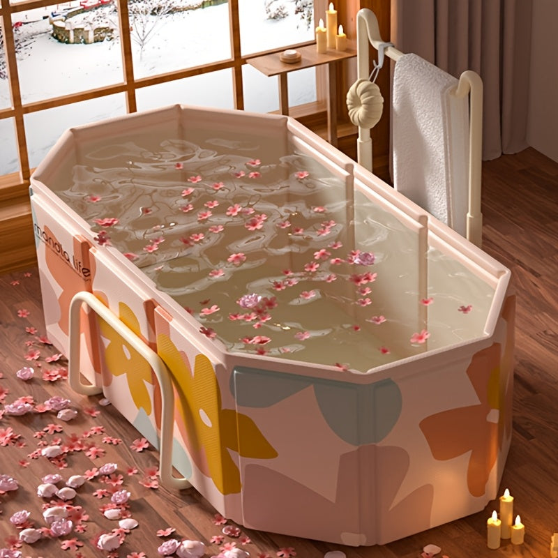 Extra Large Foldable Bathtub with Towel Holder for Couples TJR7M3X