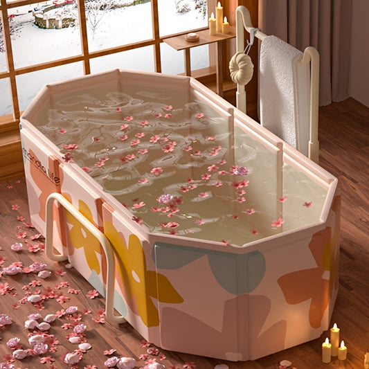 Extra Large Foldable Bathtub with Towel Holder for Couples TJR7M3X