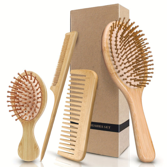 Bamboo Wooden Hairdressing 4Pcs Set