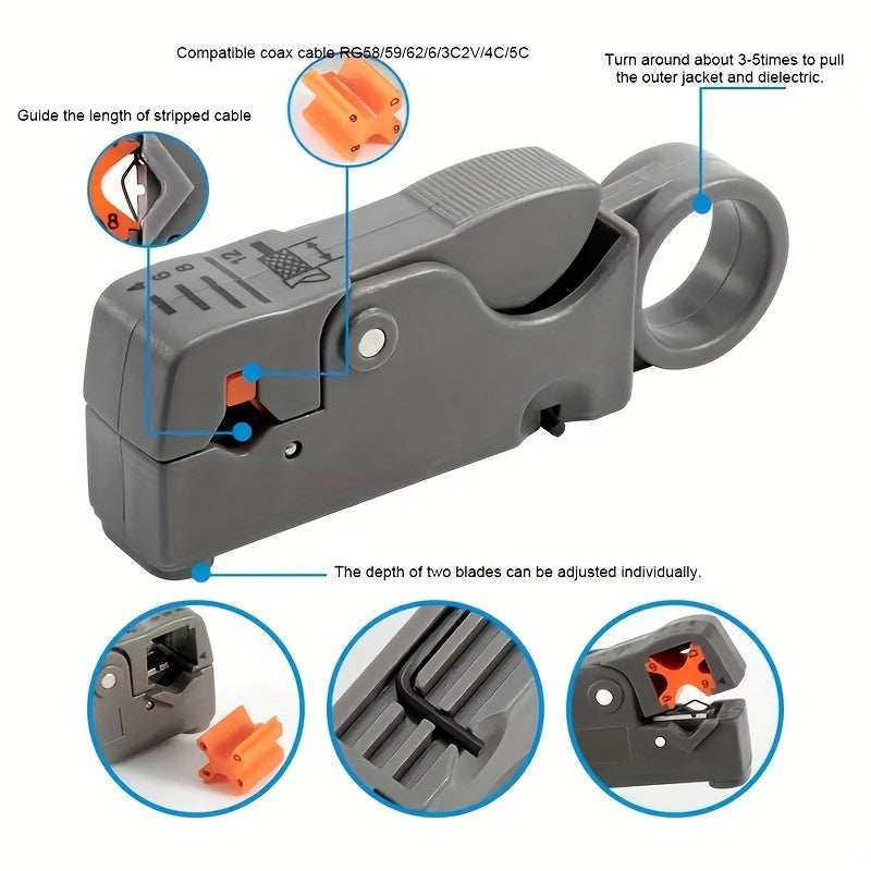 Multi-Functional Rotary Coaxial Cable Cutter Tool- HMT14CC