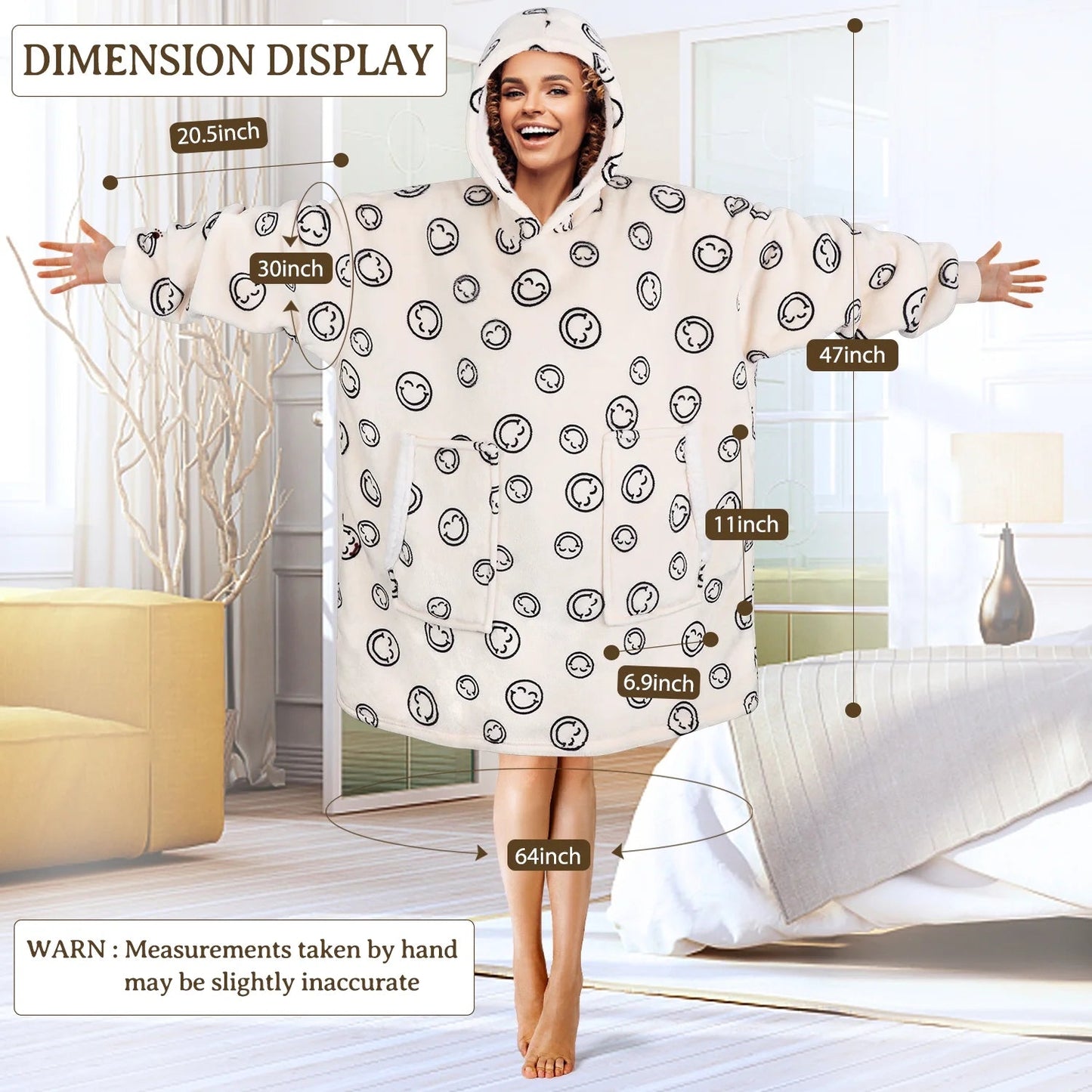Smile Plush Hoodie Blanket