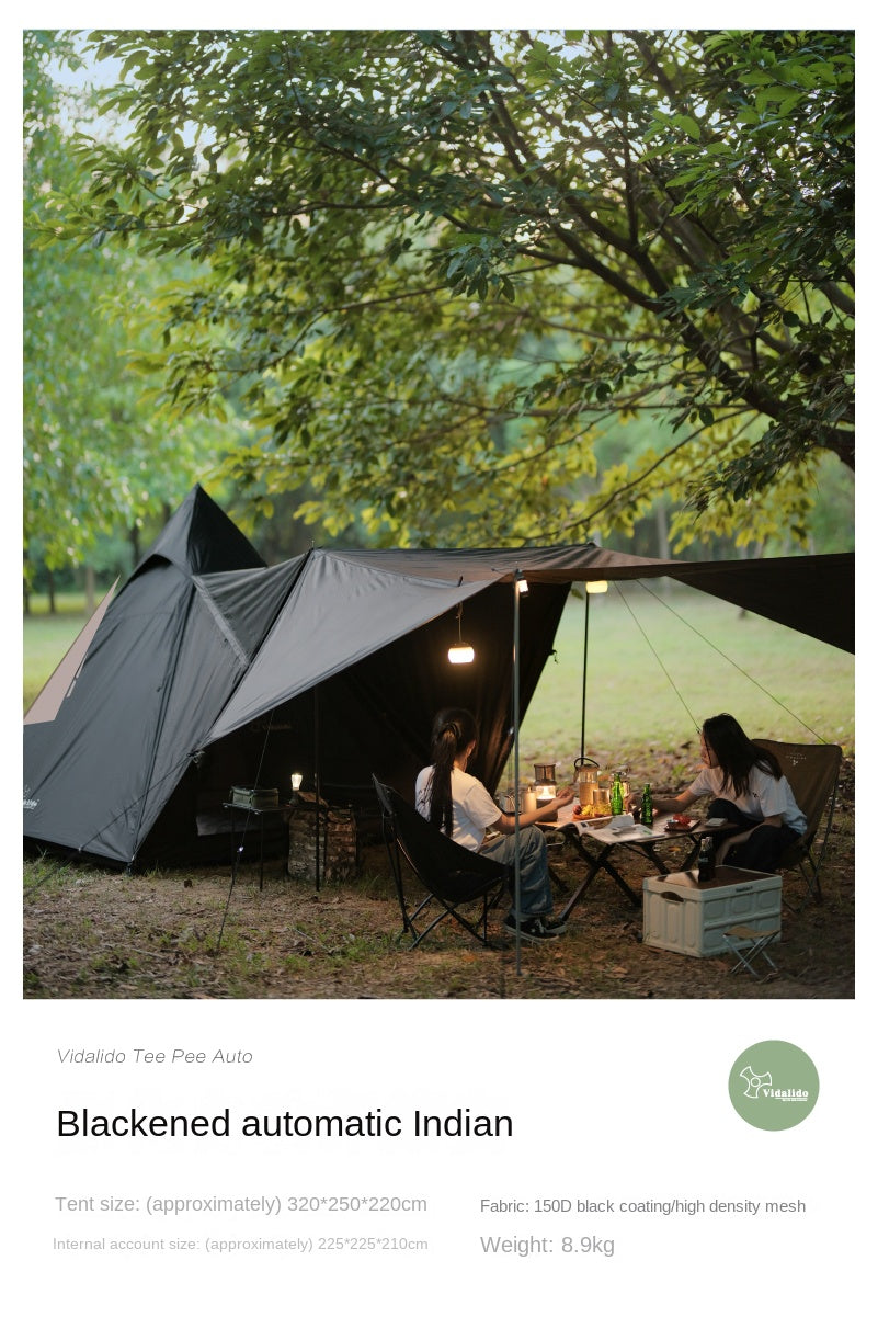 Vidalido Fast Automatic Indian Tent Style Teepee Tent Large Space For Up To 4 Person Quick Build Pyramid Tent 7.2m² Interior Space Waterproof Camping