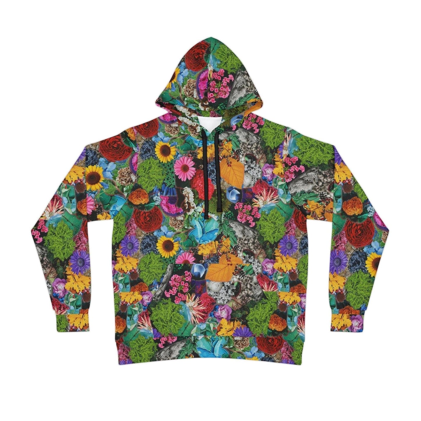 Maximalist Wildflower Botanical Athletic Hoodie for Fitness and Nature Lovers — High-Performance Floral AOP Sweatshirt, Spring Outdoor Gym Statement