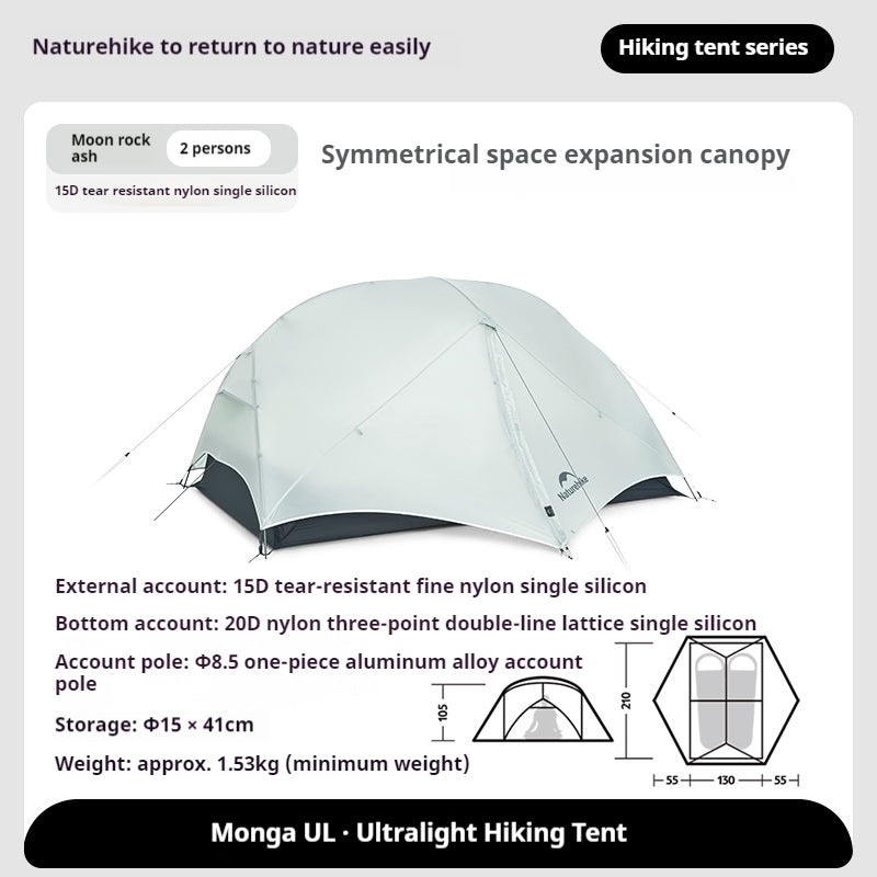 Naturehike MONGAR Series UL Tent Portable Ultralight 1 and 2 Person 15D Nylon Rainproof Expandable Canopy Double Layer Camping Outdoor Hiking Backpacking Cycling Tent