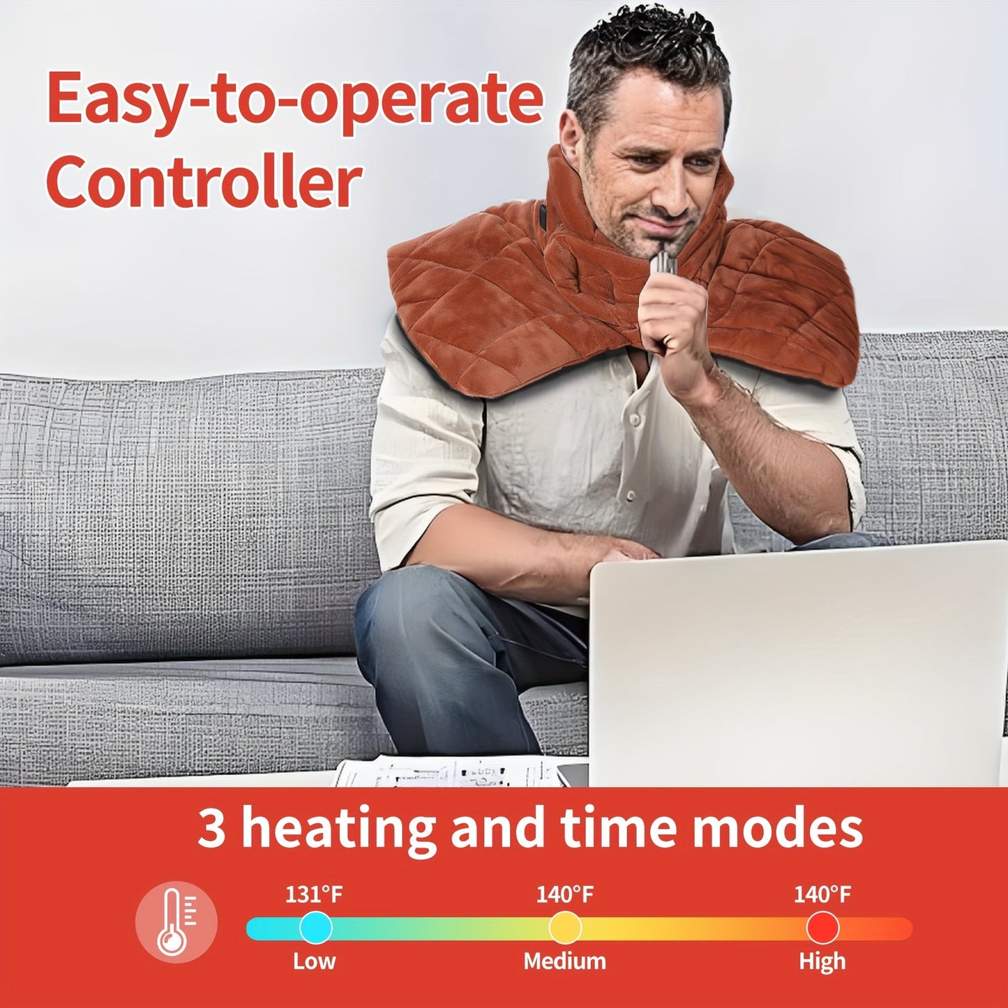 Heated Neck & Shoulder Wrap, USB Powered, Adjustable Heat – TJR3B5F