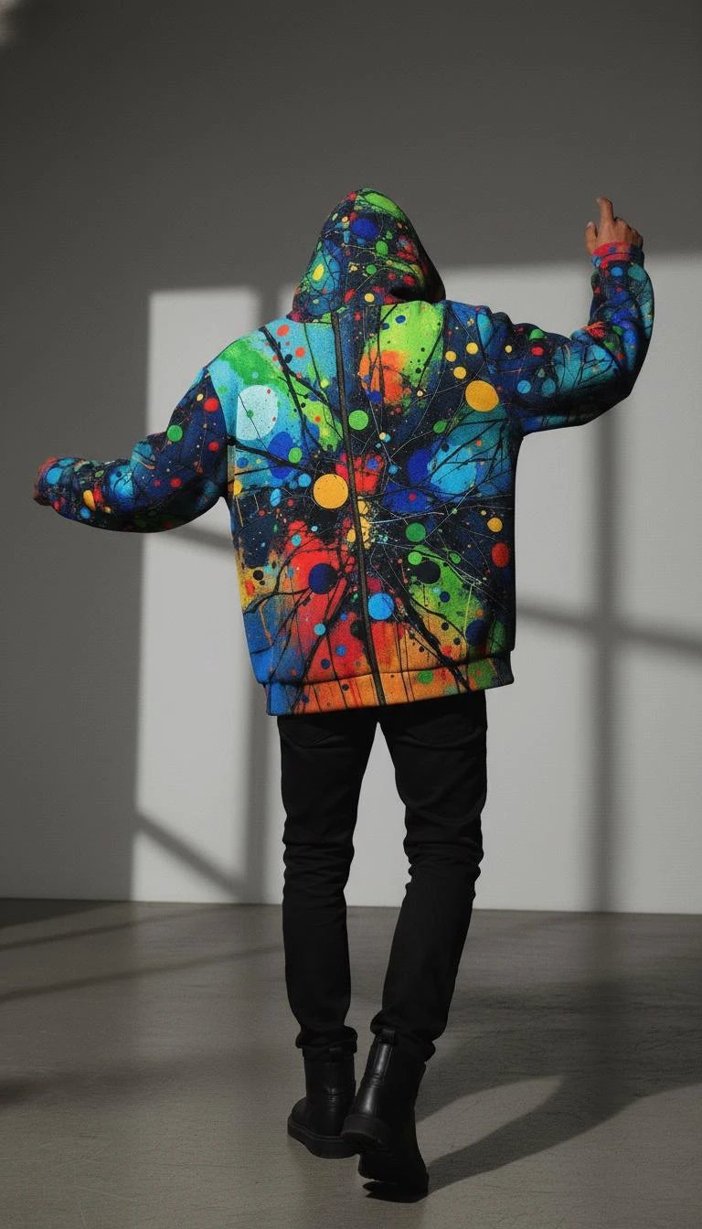 Velvet Ambrosia Explosive AOP Full-Zip Hoodie - Luxury Maximalist Streetwear - Heavyweight Designer Parka