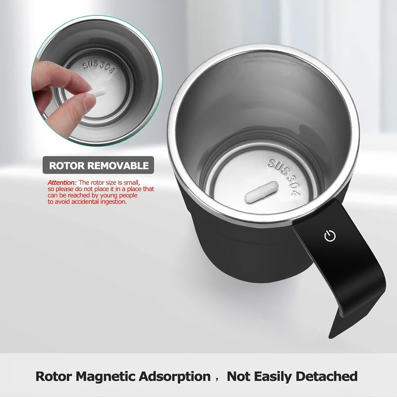 Stainless Steel Self-Stirring Coffee Cup with Lid & Self-Heating Function