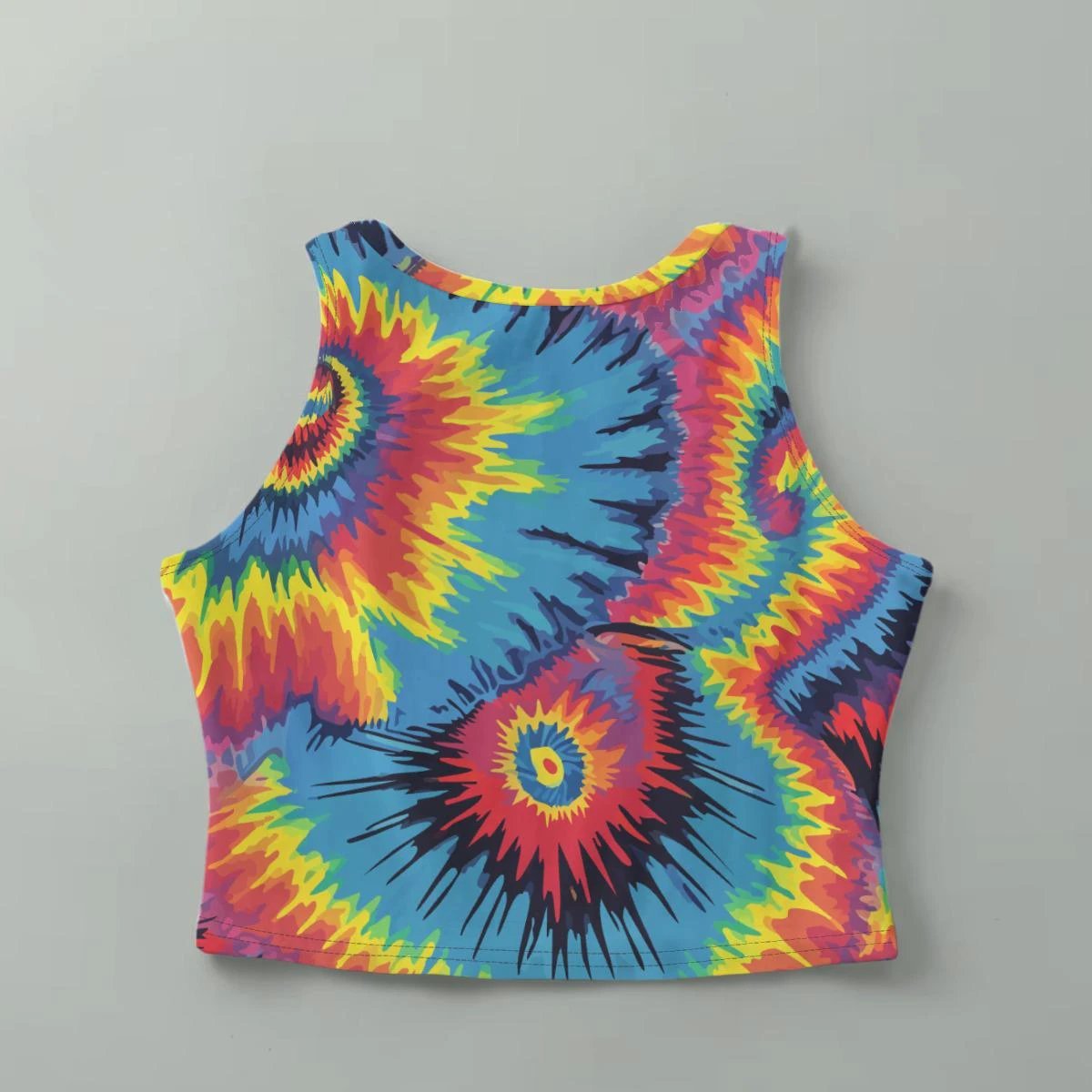 Psychedelic Tie Dye Crop Top | Neon Spiral Rave Tank