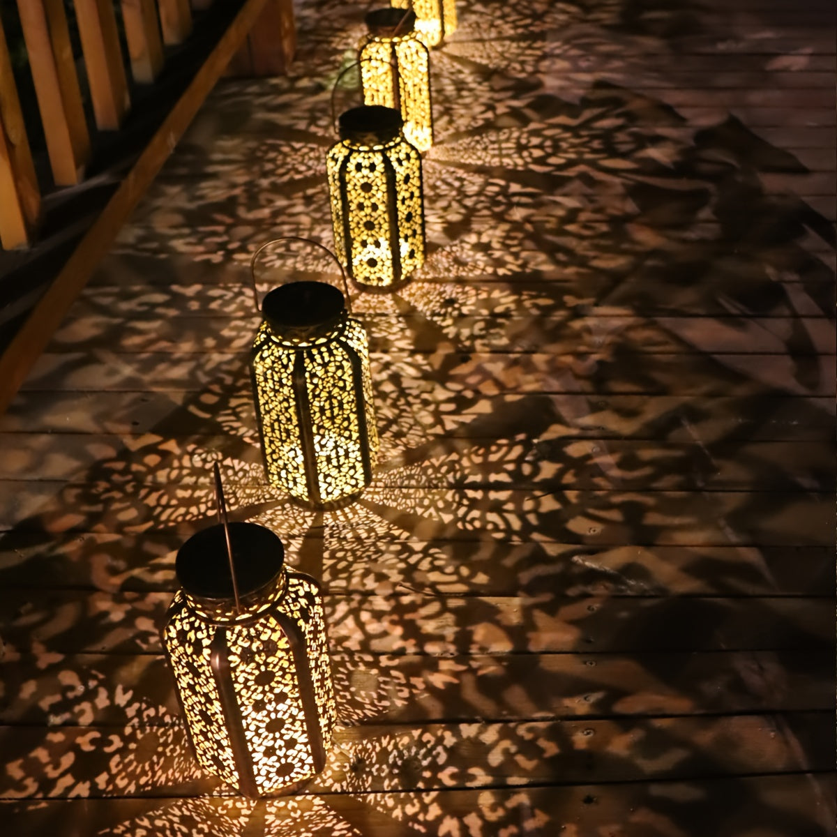 Solar Iron Lantern Versatile Outdoor Decor-CLOG