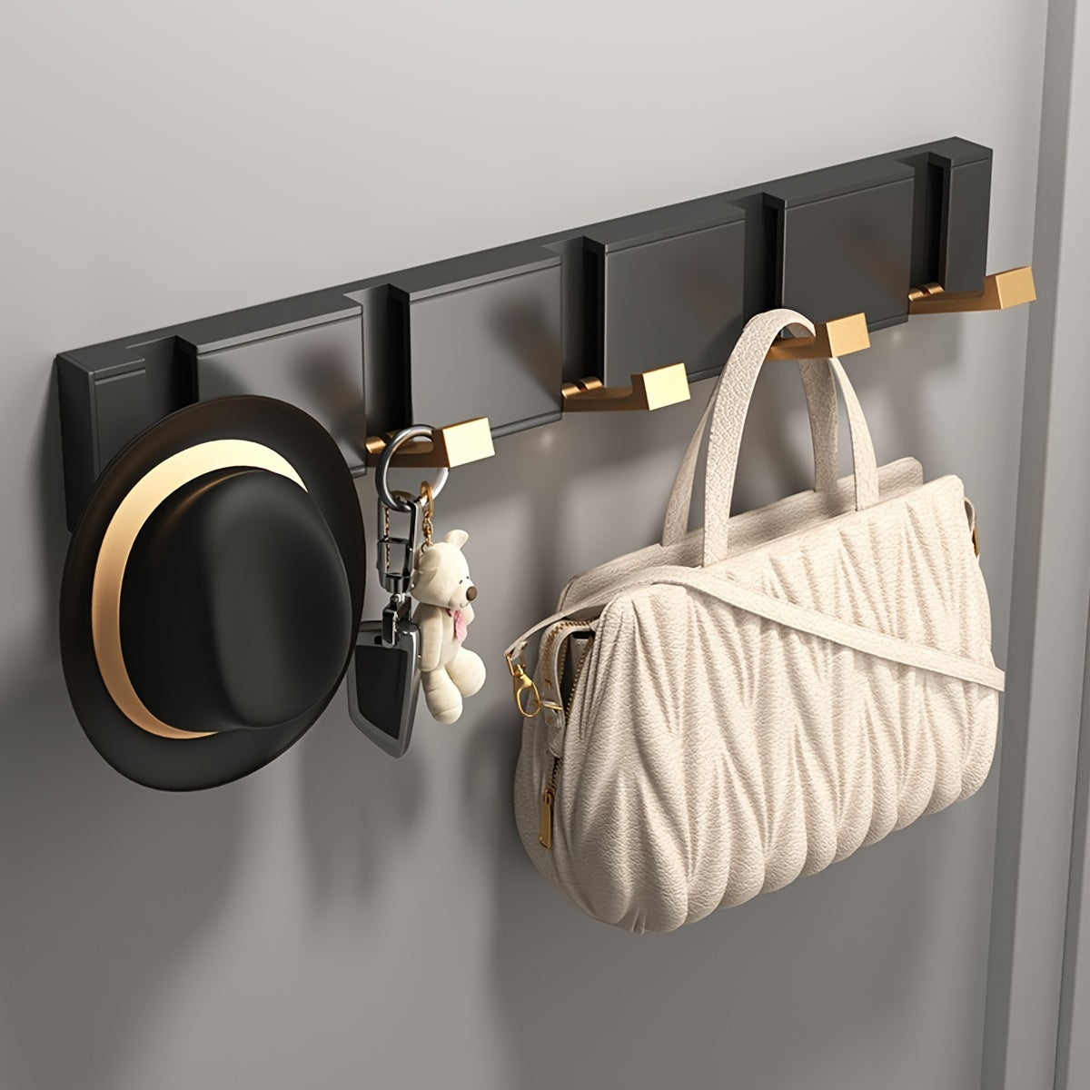 MRSINE HeavyDuty Foldable Wall Hook  Black  Gold-WCDN