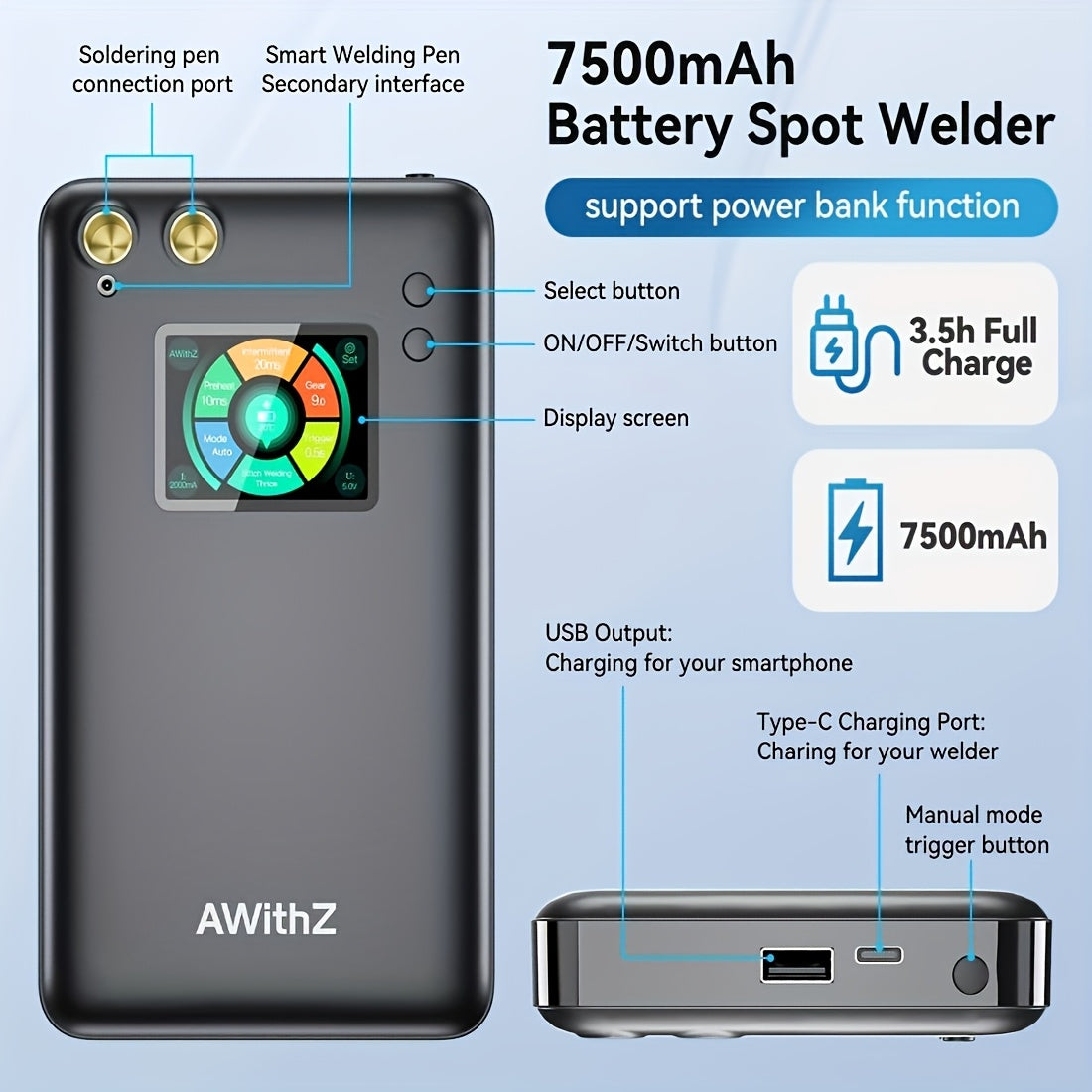 Portable Handheld Spot Welding Machine, USB Charging TJR5R9P