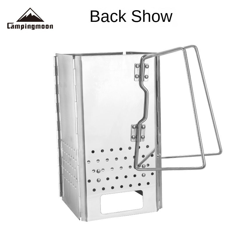 Campingmoon MT-18 Folding Firewood Stove Foldable Mid-Size Charcoal Igniter Fire Starter Burner Four Corner Charcoal Stove Tool Equipment Stainless Steel