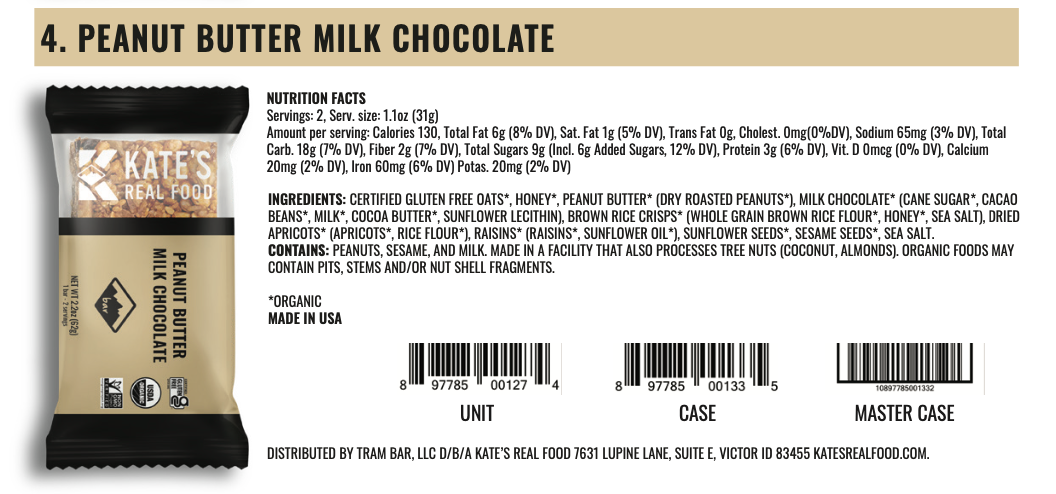 Kate's Real Food - Peanut butter Milk Chocolate