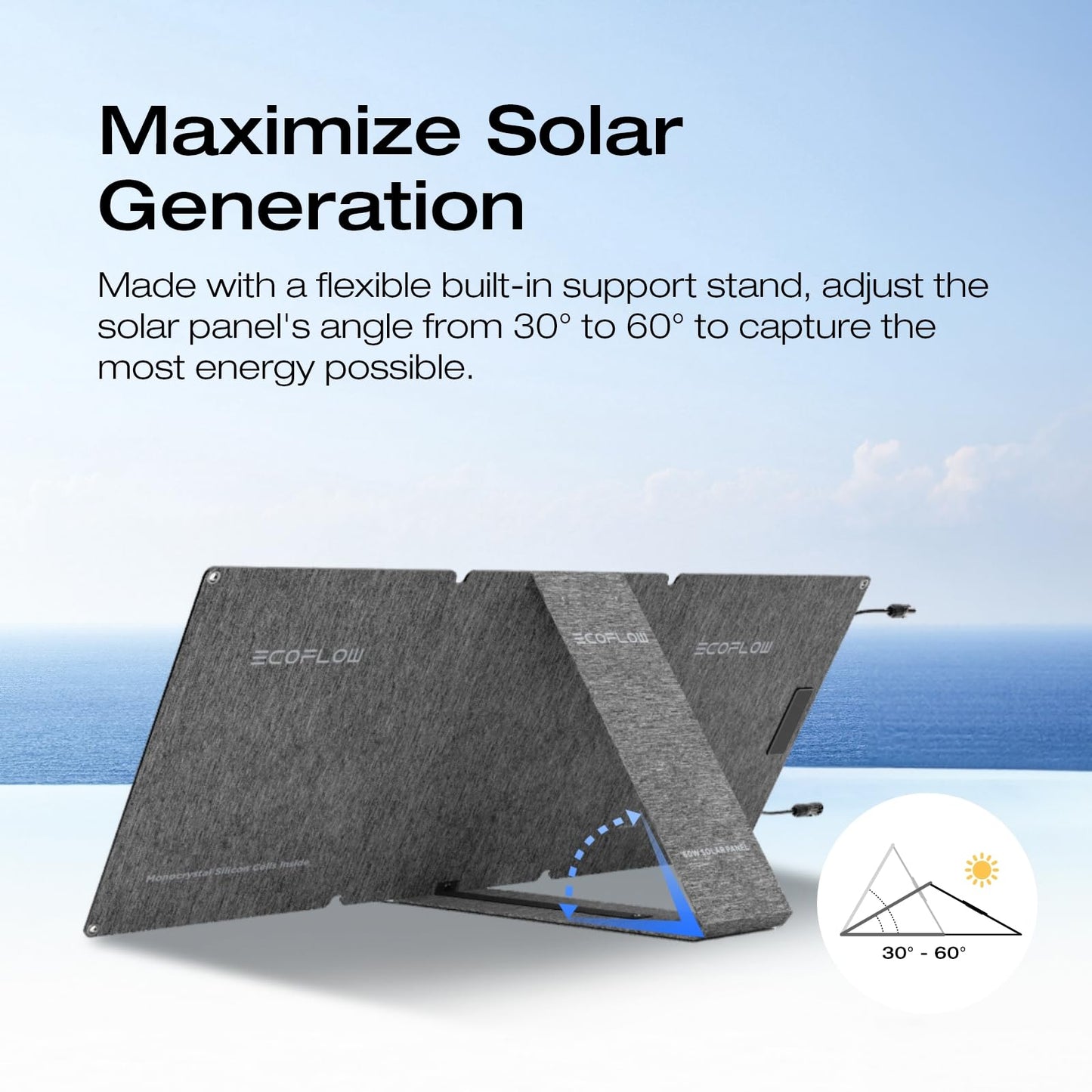 Ecoflow Foldable Solar Panel 60W Rated Power Flexible With High Efficiency Solar Modules IP68 Waterproofing Off-Grid Solar Panel Kits PV Charging Power Kits