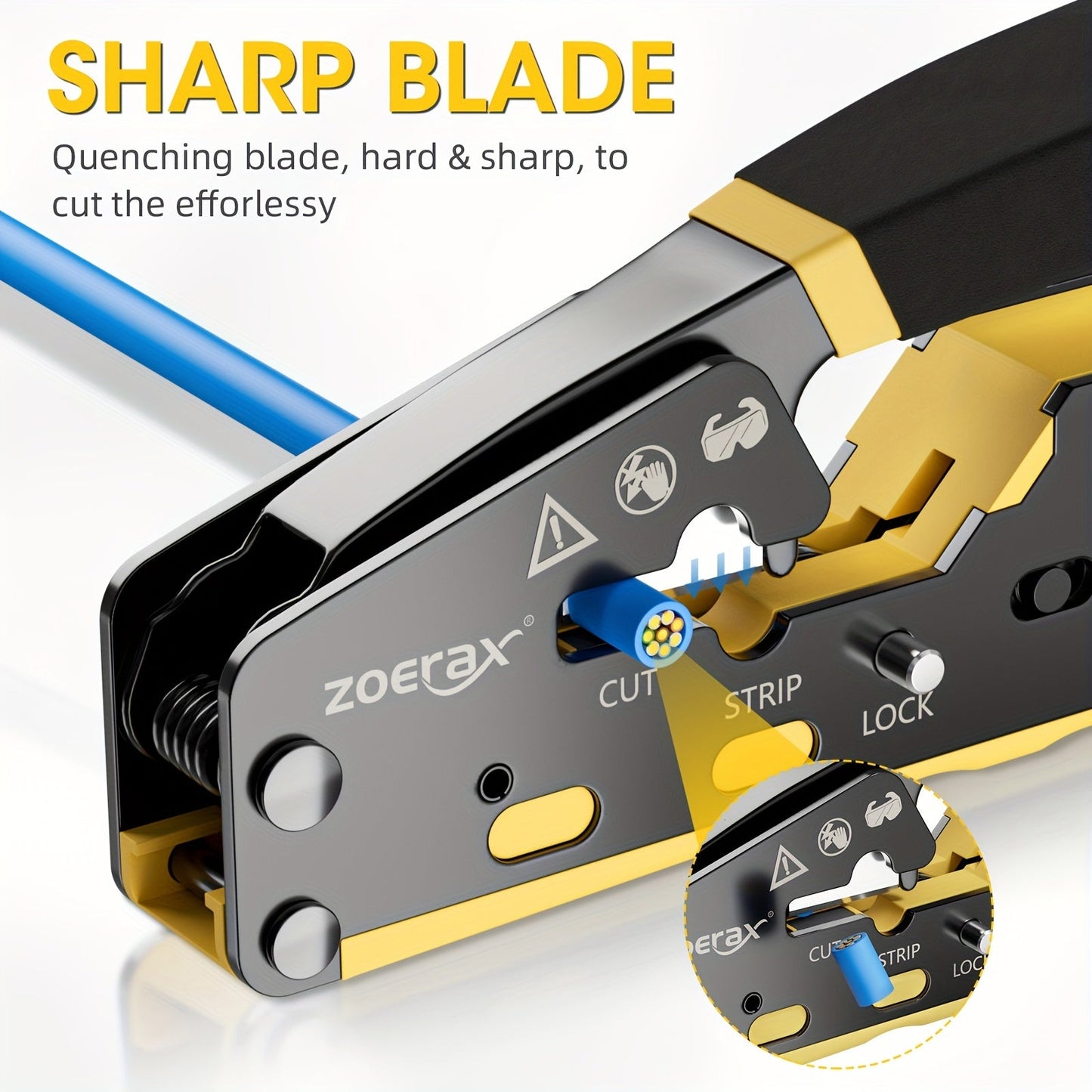 RJ45 Crimp Tool, Pass-Through Cutter for Ethernet TJR2V7L