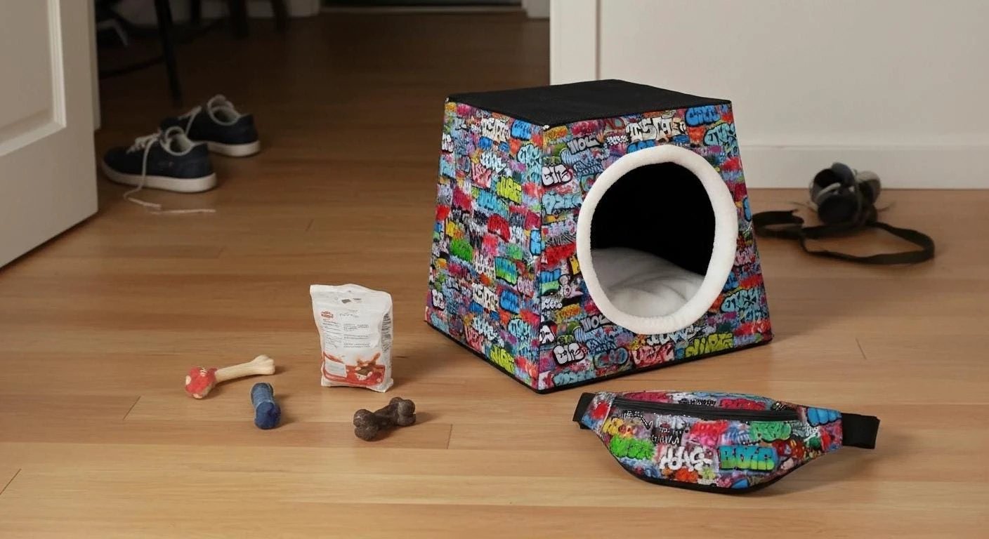 Retro-Futurist Space Capsule Pet Bed - Waterproof Mid-Century Modern Cat House & Designer Puppy Lounge