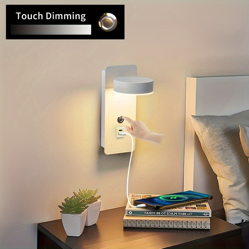 WallMounted Dimmable Reading Lamp with USB Port-2QAE